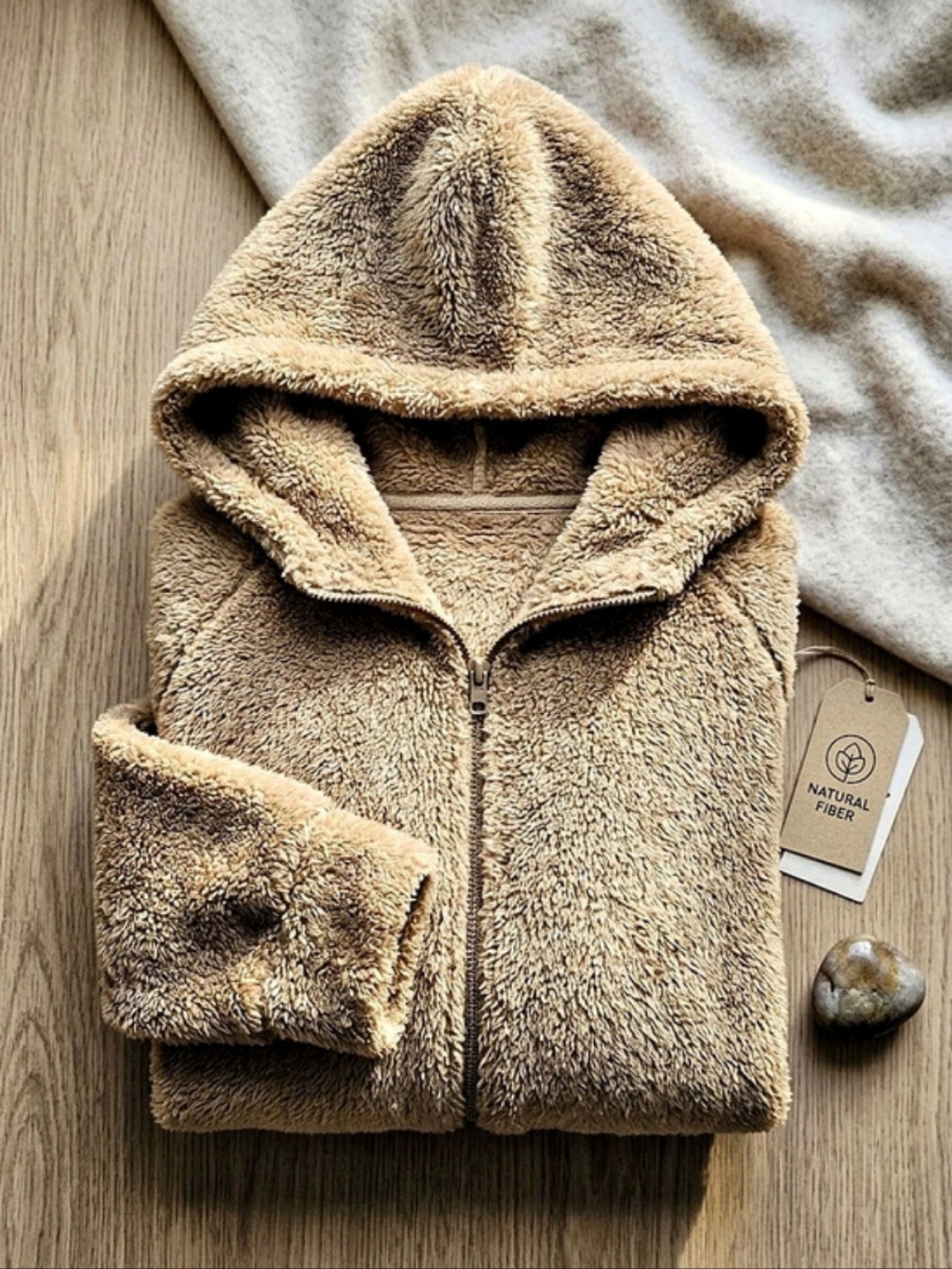 Tna The Teddy Zip-Up Sherpa Hooded Jacket in Brown